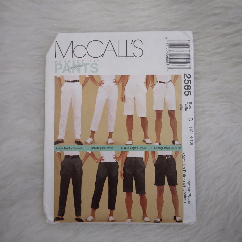 MCCALL'S M2585 Sz 12-16 The Perfect Fit Pants, 4 Lengths Palmer/Pletsch Method